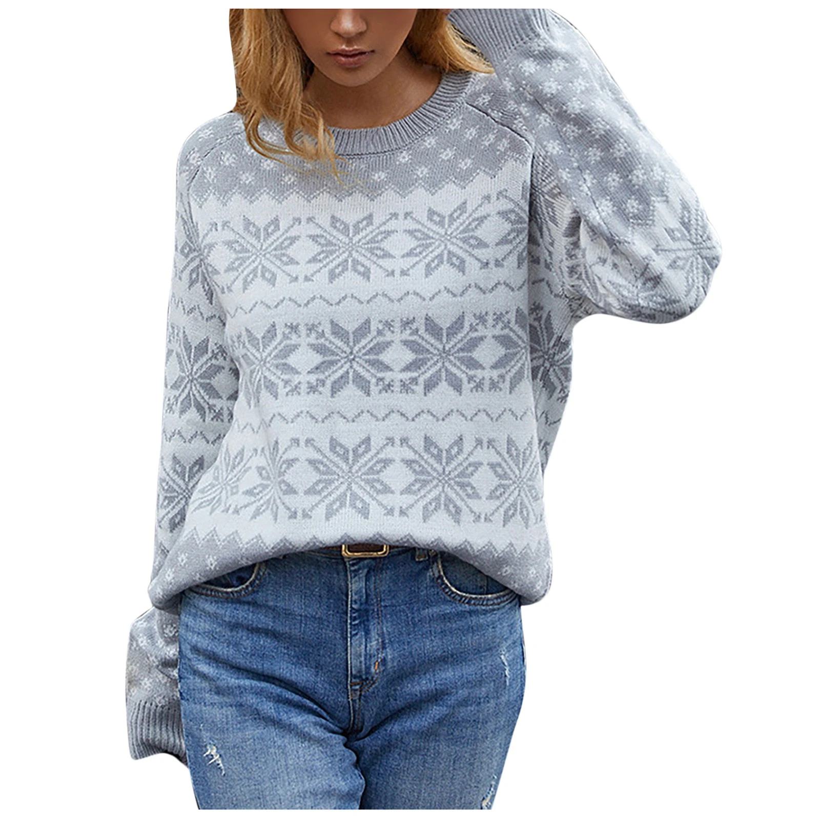 Conjunto de ropa de Navidad para mujer, de manga Sudadera capucha, pantalones cortos con estampado de copo de cuello redondo, de ocio, 2022|Sudaderas con capucha y sudaderas| -