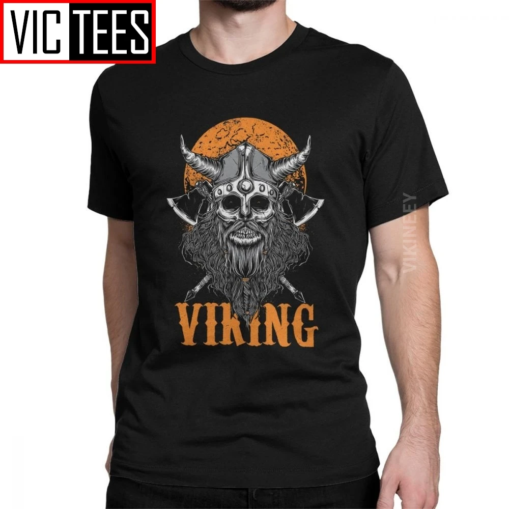 

Vikings Men Tshirt Odin Valhalla Viking Vintage Round Neck T-Shirt Pure Cotton Unique Clothes
