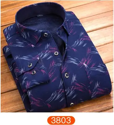 3803 Демисезонный Мужская горошек Slim Fit с длинным рукавом толстые рубашки красный решетки платье цветочный мужской Повседневное плед Для мужчин рубашка флис - Цвет: 3803