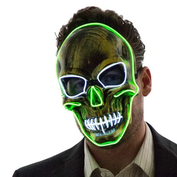 

Costume Props Neon Led Luminous Joker Mask Carnival Festival Light Up EL Wire Mask Skull And Crossbones Festival Mask New
