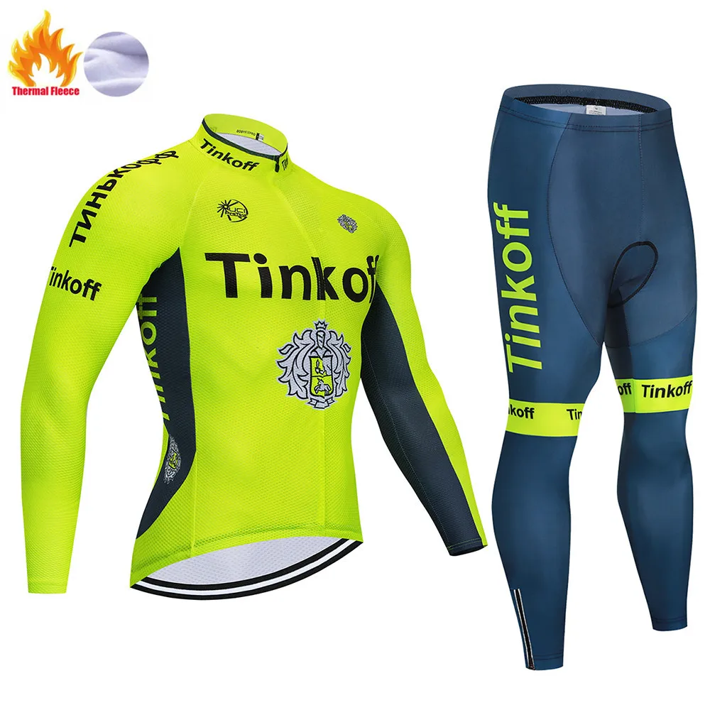 Зимняя Термальная Saxo bank Tinkoff Джерси Майо для велоспорта Invierno Ropa Ciclismo MTB с длинными рукавами, сохраняющая тепло одежда для велосипеда - Цвет: Winter suit