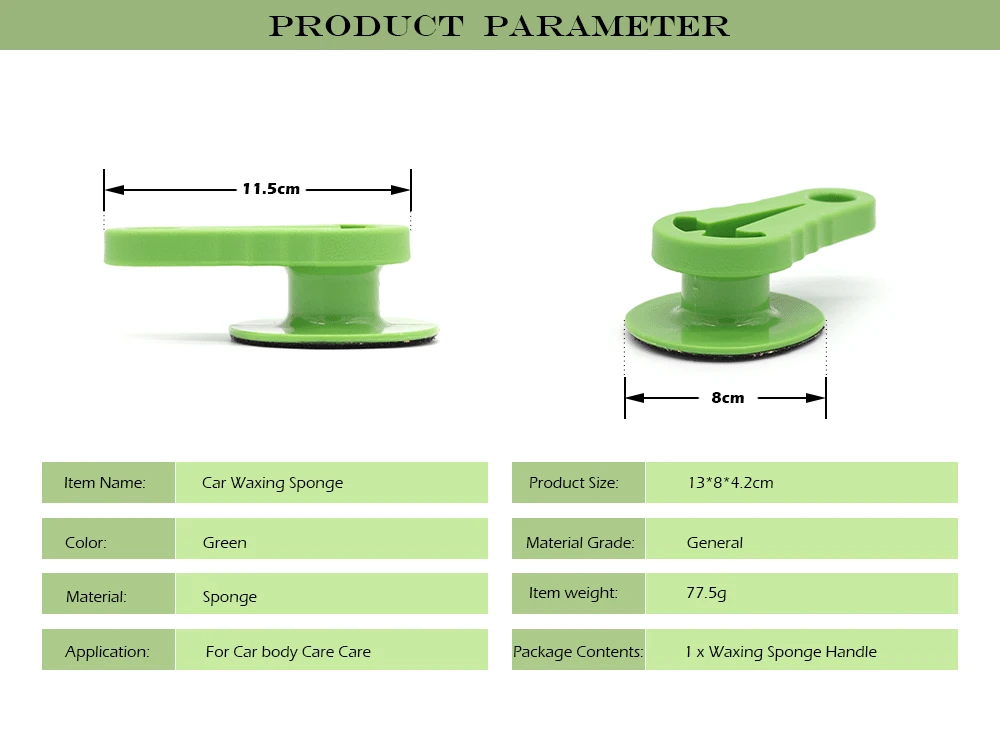 Ручка для восковых подушечек 13*8*4,2 см, зеленый АБС-пластик, экономия труда, высокая вязкость, для ухода за автомобилем из микрофибры, депиляция воском