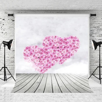 

VinylBDS 10X Wedding Wooden Floor Background Rose Heart Love Photography Backdrops Photography Backdrop 3208 LK Valentine'S Day