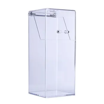 

1Pc Acrylic Makeup Brush Holder Square Cosmetic Storage Box Makeup Tools Organizer Case without Pearl for Cosmetic Storage (Tran