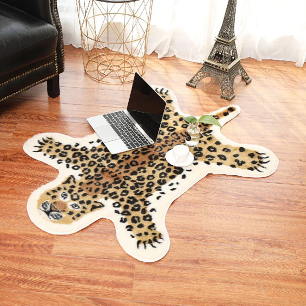 

80x105CM Tiger Printed Rug Cow Leopard Tiger Printed Cowhide Faux Skin Leather NonSlip Antiskid Mat Animal Print Carpet