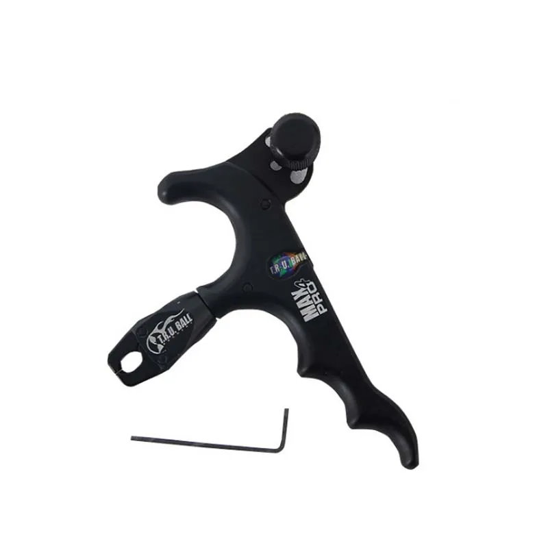 

360 Degree Automatic Archery Compound Bow Release Aids Thumb Caliper Trigger 4 Finger Grip Hunting