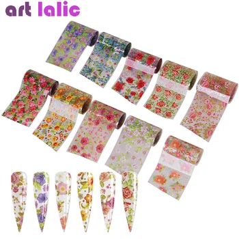 

10 Pcs/box Floral Flower Nail Foil Spring Warm Color Nail Art Transfer Sticker 60*2.5cm Manicure DIY Tips Decals Decoration