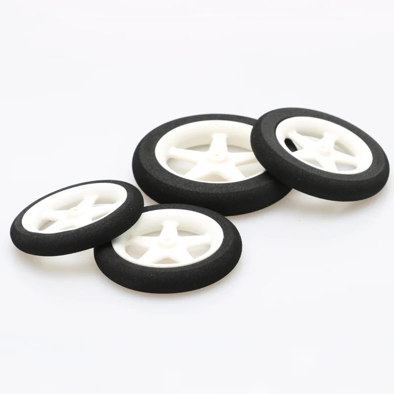 10PCS RC Fixed Wing Aircraft D55mm D60mm D63.5mm D76mm Light Weight Sponge Wheel Landing Gear White Five Star Tyre Round Tires image_0