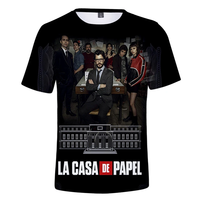 

Fashion 3d Shirt Men Short Sleeve Clothes House of Paper Printed Tshirt Breathable O-neck Money Heist Tees 2019 Men T Shirt