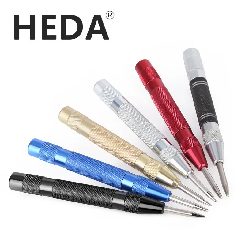 HEDA Automatic Centre Punch and General Automatic Center Punch Adjustable Spring Loaded Wood Metal Press Dent Marker