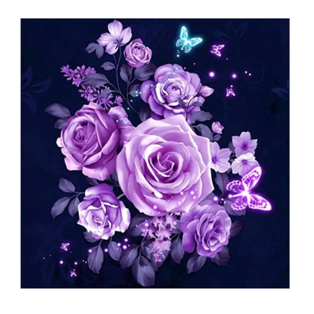 

Diamond Painting Purple Roses DIY Diamond Painting Embroidery Crosses Stitch Home Room Wall Decor Embroidery Craft Gift Painting