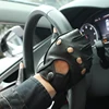 Gours Spring Men's Genuine Leather Gloves Driving Unlined 100% Deerskin Half Fingerless Gloves Fitness   3