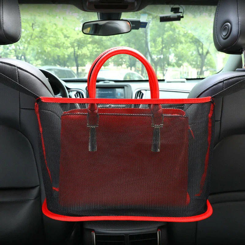 Car Net Pocket Handbag Holder Advinced Organizer Seat Side Storage Mesh Net Bags 