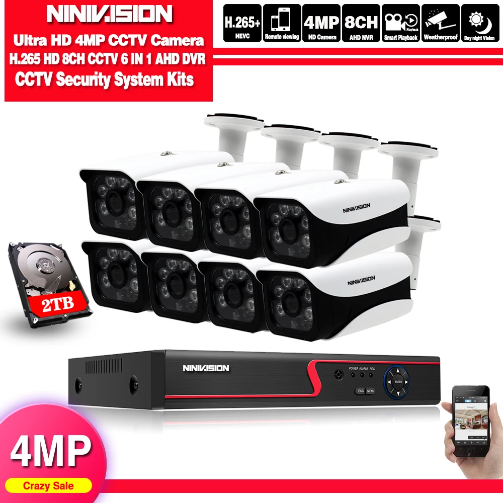 4mp HD CCTV система 8CH AHD DVR комплект 8 шт. 4.0mp 2560*1440 6 * массив светодиодов камера