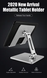 Suporte portátil ajustável de dobramento preguiçoso do apoio do ipad suporte da tabuleta, suporte da tabuleta, suporte da tabuleta, liga de alumínio do telefone móvel