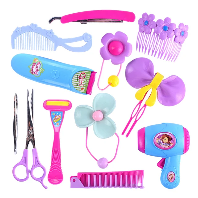 Pretend Play Kid Make Up Toys Pink Makeup Set Princess Hairdressing Simulation Plastic Toy Haircut Girls Dressing Cosmetic ZXH 2