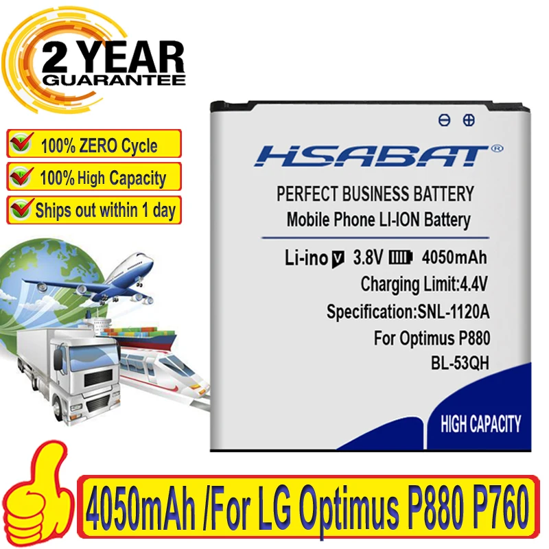 HSABAT 4050mah Battery BL-53QH For LG Optimus P880 P760 L9 KP765 4X HD F160 F200L/S/K E0267 P870 P769 P768 Batteries | Мобильные