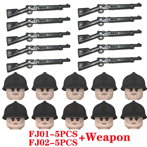 WW2 Army Military French Infantry Soldiers Figures Building Blocks WW1 Helmet Weapons Guns Parts Mini Bricks Toy For Children B-FJ01-02-10PCS