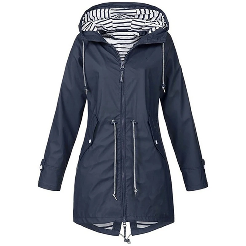 Fashion Women Casual Coat Autumn Winter Ladies Jacket Pocket Zipper Hooded Two Side Outwear Oversize Windbreaker Femme S-5XL
