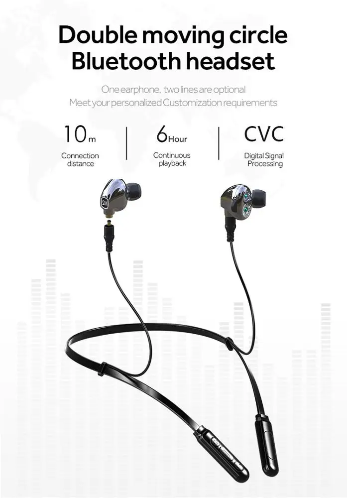 FMJ M2 BT MN Bluetooth v5 0 earphone Double Dynamic circle changeable wire true 4D for sports and music Upgrade model of M2