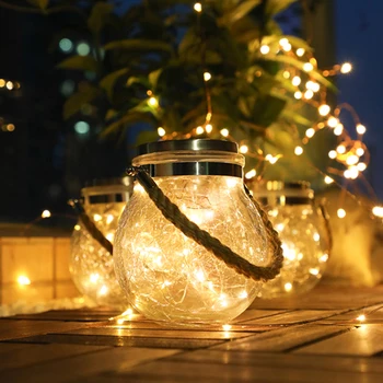 

1Pcs Solar-Powered Cracked Glass Globe Ball Lights, Led Warm White String Fairy Lights Solar Laterns Table Lights,Waterproof