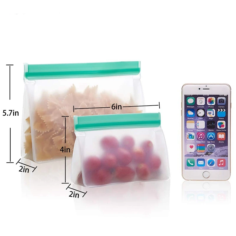 Многоразовые Пакеты для хранения-5 упаковок вертикально герметичные Ziplock Снэк-мешки Многоразовые морозильные сумки и сумки для хранения еды, для еды Ланч Sa