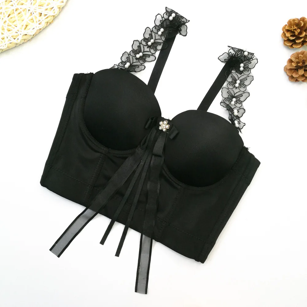 A1060 New Fashion Lace Camisole Fish Bone Ladies Bow Sexy Women Wholesale Corset Overbust Bustier Crop Tops