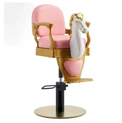 New children's hair chair cartoon Wooden horse chair children's hair cutting Zebra can lift