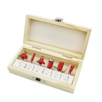 

6pcs Woodworking Milling Cutters 1/4"/6.35mm Shank Carbide Router Bit Woodworking Cutter Trimming Knife For Wood Cutter