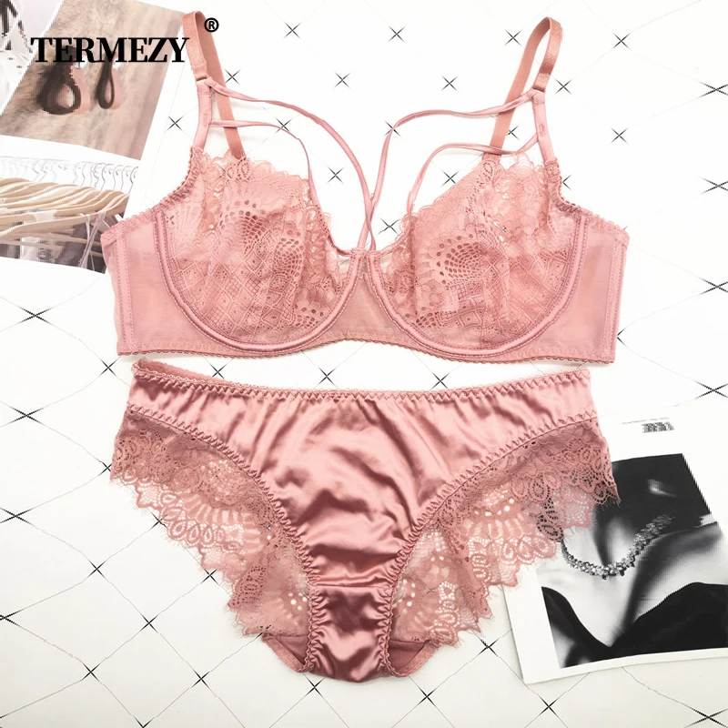 TERMEZY Classic Bandage Pink Bra Set Lingerie Push Up Brassiere