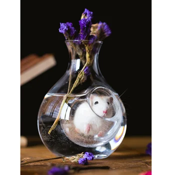 

Hamster Nest Cooling Room Cooling Pot Creative Guinea Pig Glass House Transparent Small Pet Summer Cooling Gift