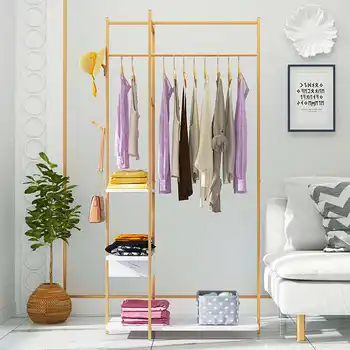 

3 Color Coat Rack Landing Clothing Holder Hanger Floor Standing Storage Shelf Clothes Hanger Rack Simple Style Bedroom Furniture