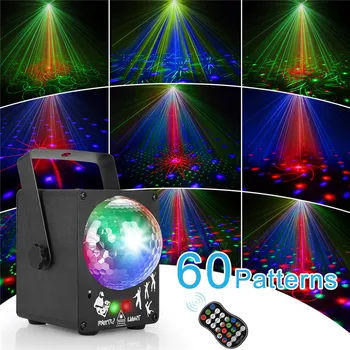 

LED Disco Laser Light RGB Projector Party Lights 60 Patterns DJ Magic Ball Laser Party Holiday Christmas Stage Lighting Effect