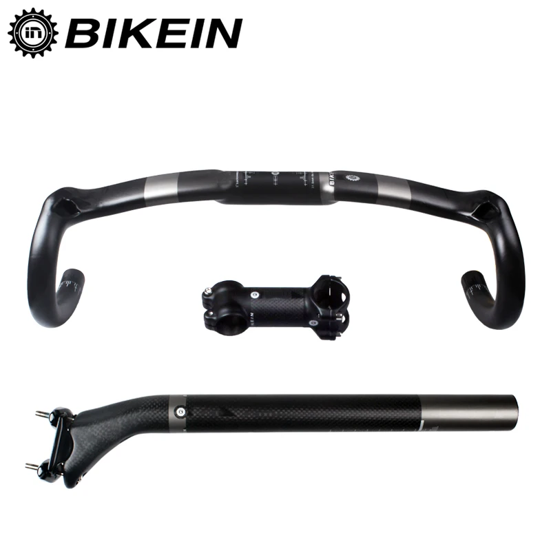 

BIKEIN Carbon Road Bicycle Set Matte Handlebar 400/420/440mm Seatpost 27.2/30.8/31.6mm Stem 80/90/100/110mm Cycling Bike Parts