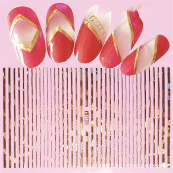 

1 Pc 3D Nail Strip Stickers Black/Gold/Rose Gold/Silver Metal Strip Tape Nail Art Adhesive DIY Foil Tips Nail Sticker Decals