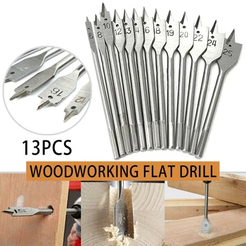 

13PCS Wood Drill Bit Set Spade Flat Hexagonal Shank Bits 150mm Length 6mm-25mm L5