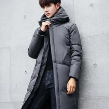 Высокое качество, мужские зимние длинные парки, Россия, 90% белый утиный пух, Длинные куртки, водонепроницаемые, ветрозащитные, с капюшоном, пальто, мужские, Утепленные Пальто