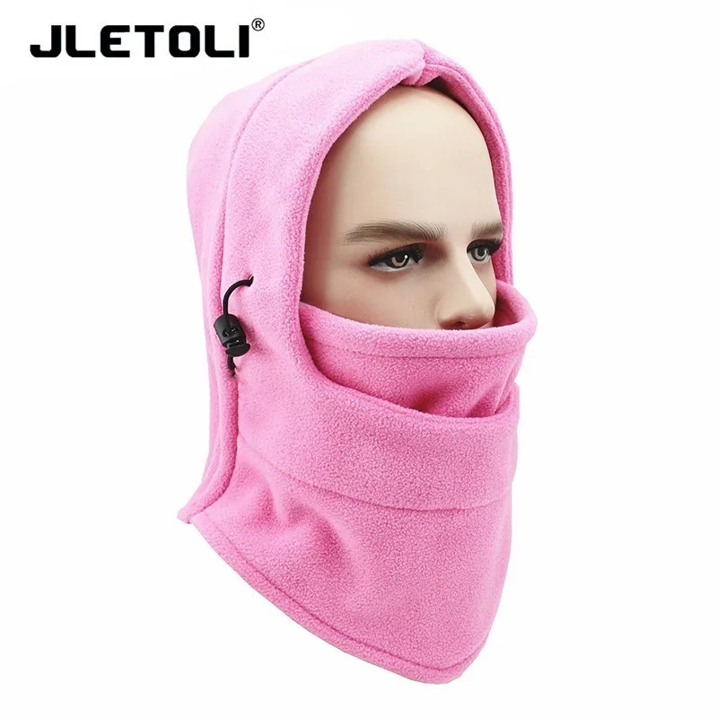 JLETOLI Открытый Осень Зима ветрозащитный флис теплый Facemask лыжный головной убор с капюшоном шапка Велоспорт езда обучение маска - Цвет: pink