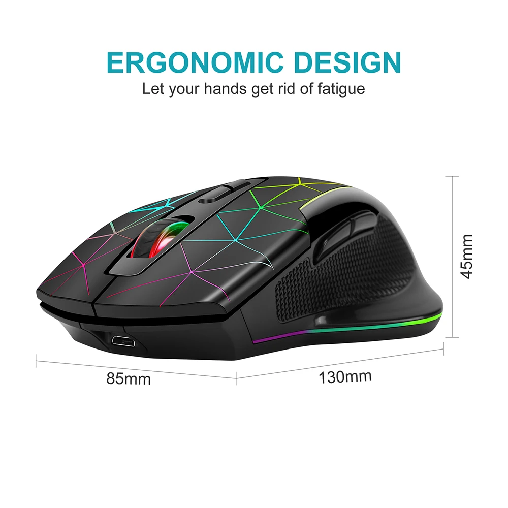 2.4GHz Wireless Mouse Charging Luminous USB Mouse Gamer RGB LED Office Quiet Portable For Tablet Phone PC Laptop 3200DPI