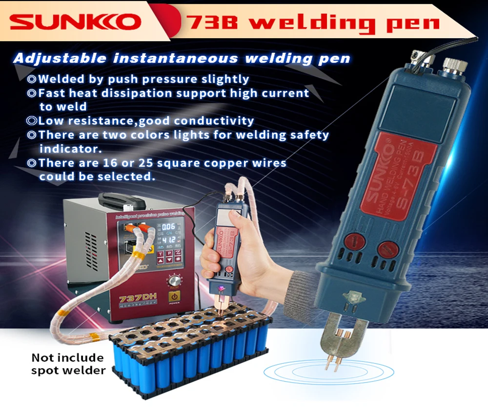 SUNKKO 73B Integrated Spot Welding Pen Automatic Trigger Switch DIY Precision Soldering Pens For 737G+ 737DH 709AD+ Spot Welding portable arc welder