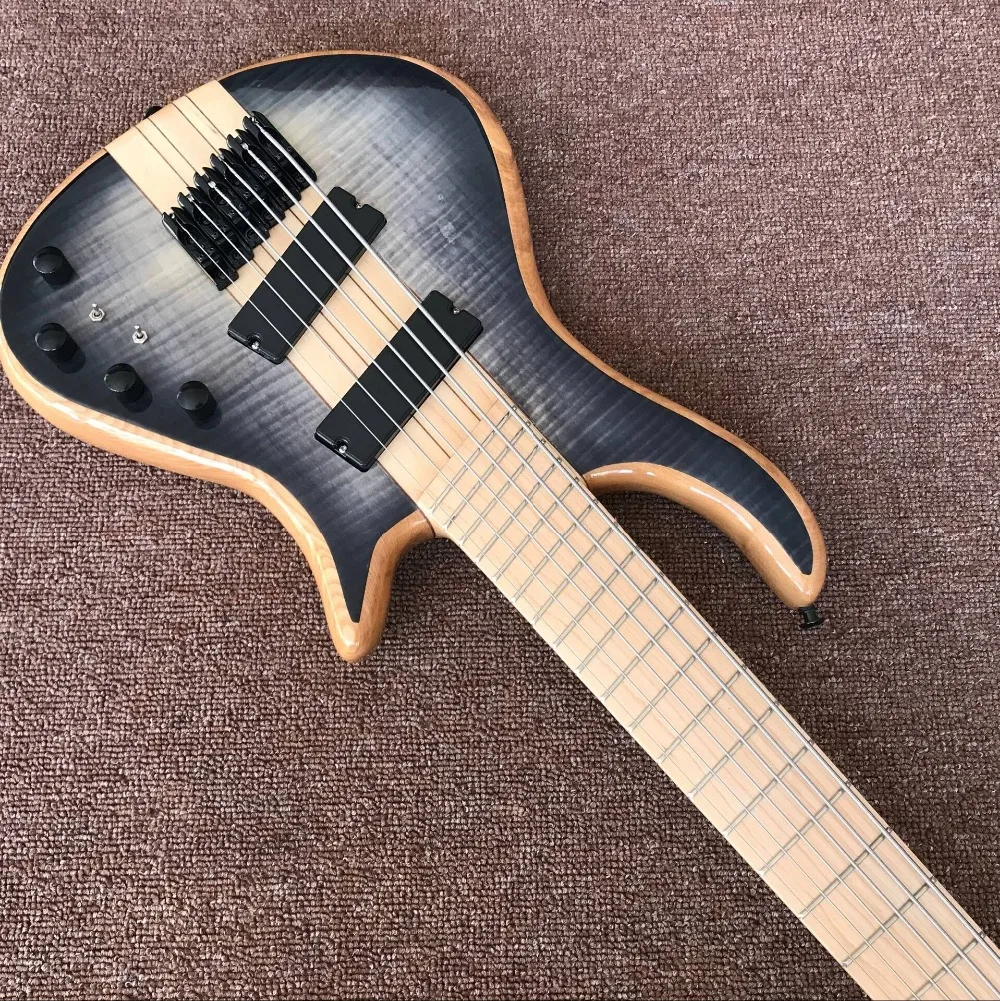 Высокое качество кленовым грифом бас gitaar, 4-струнная ручной работы для электрической бас-гитары, пламенем топ. Реальные фотографии