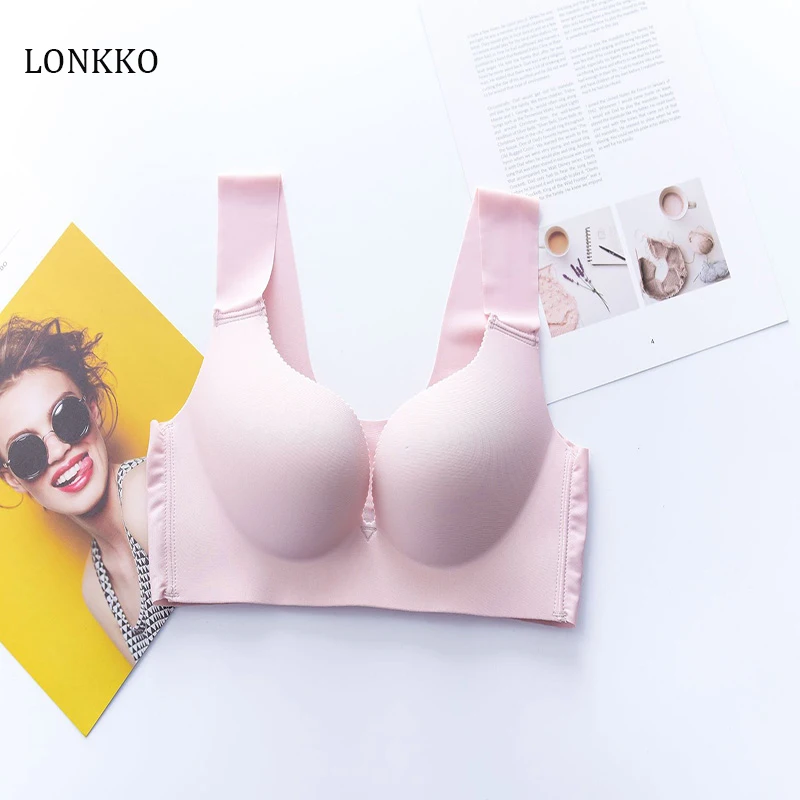 LONKKO Бесшовные бюстгальтеры для женщин сексуальное нижнее белье пуш-ап плюс размер бюстгальтер для сна XL беспроводной бюстгальтер нижнее белье
