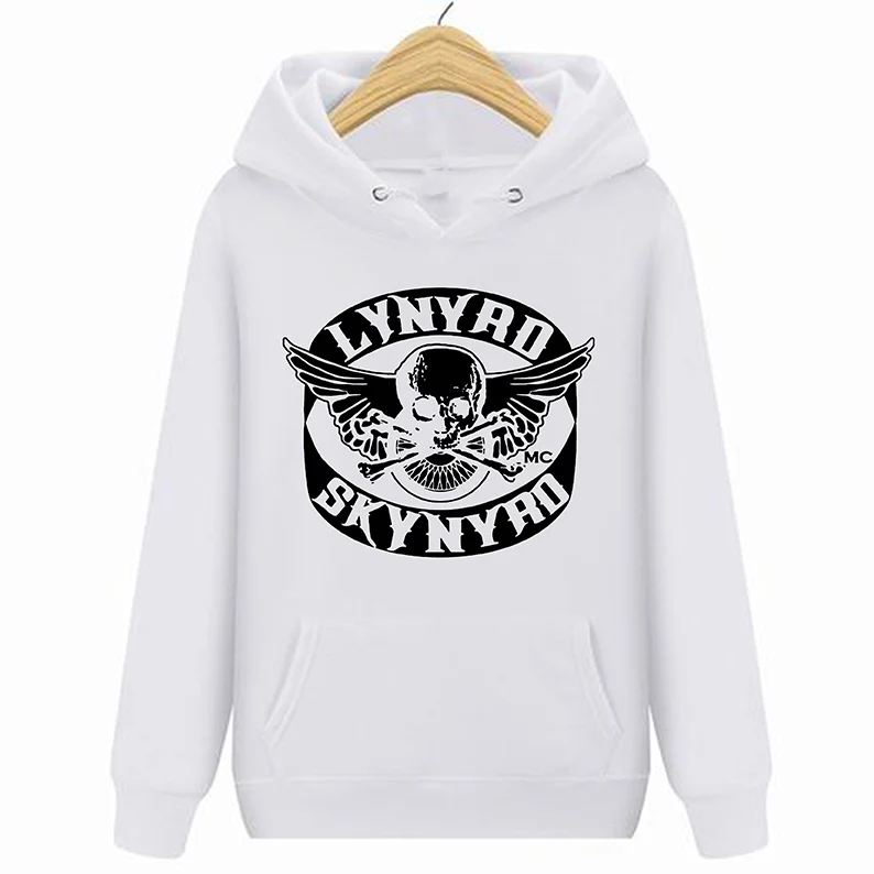 Белый Lynyrd толстовки для мужчин Skynyrd Байкер мозаичные толстовки Официальный S M L XL XXL Серый птица - Цвет: Белый