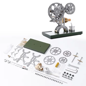 

Retro Nostalgic Projection Stirling Engine External Combustion Engine DIY Steam Toy with Metal Base - Assembled Version