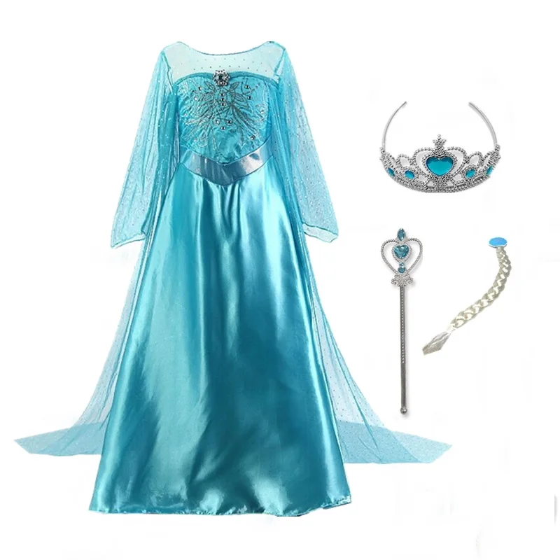 Платье принцессы Эльзы и Анны для девочек; детская одежда для косплея; Принцесса Жасмин; костюм Снежной королевы с блестками; платье для дня рождения на Хэллоуин - Цвет: Set 4
