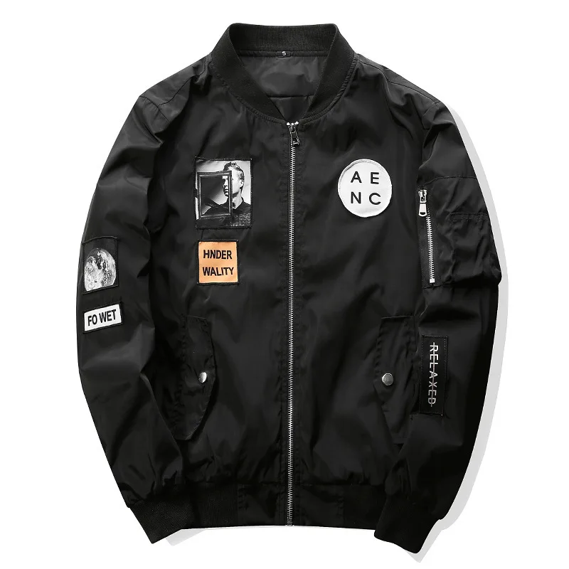 

Men Jackets Plus Size 5XL Fashion Men Bomber Jacket Hip Hop Patch Designs Slim Fit Pilot Bomber Jacket Coat