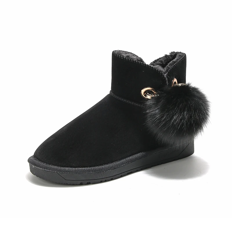 Winter New Women Snow Boots Plus Plush Keep Warm Ankle Fur Emu Boots Pin Plush Ball Comfortable Non-slip Winter Boots