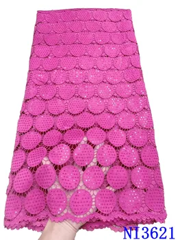 

Nigerian African Lace Fabrics New Design High Quality Hollow Out Cord Lace Materials For Women Dresses NI3621-5