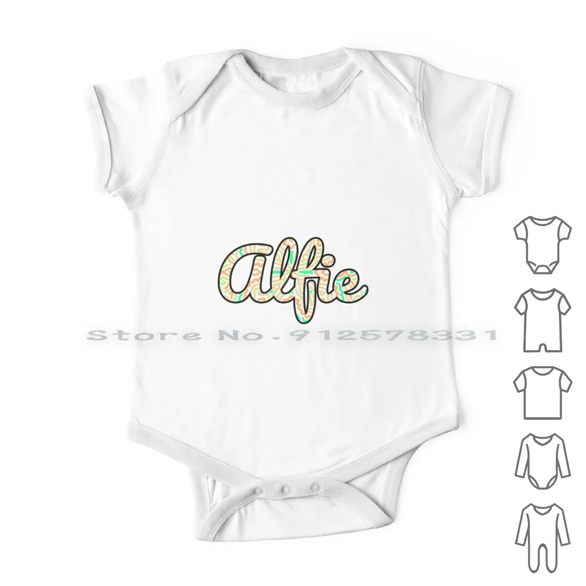

Одежда для новорожденных Alfie с именем рукописного письма, комбинезоны, хлопковые комбинезоны, Alfie Альфред, ручное письмо, узор для каллиграфии