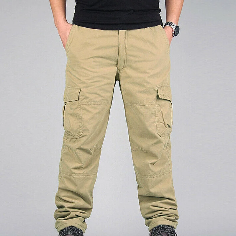 Мужские рабочие Зимние теплые брюки карго с карманами толстые брюки для улицы JL